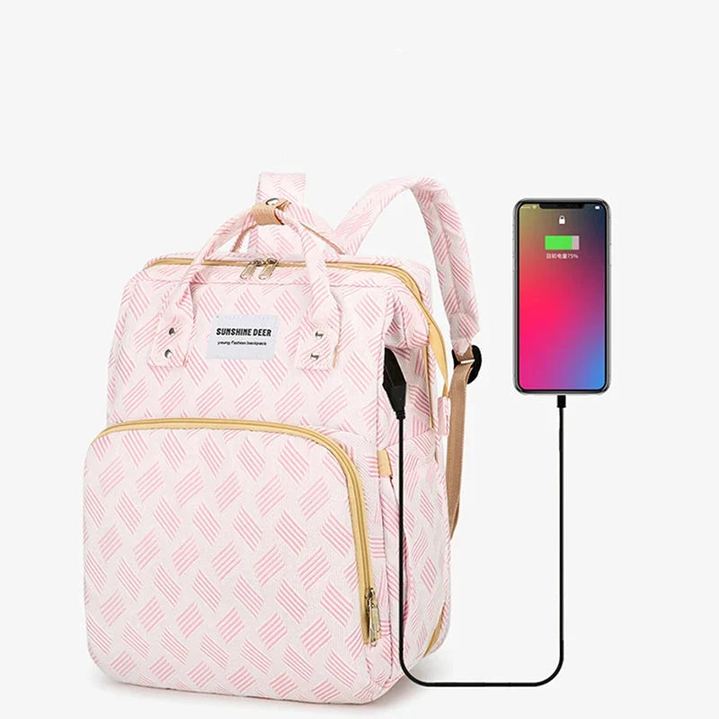Diaper Bag Fold-Out Travel Bed Insulated Bottle Pockets