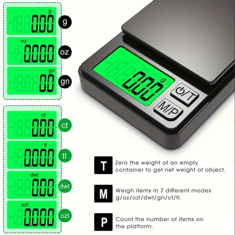 Digital Kitchen Scale 0.00035 Oz Precision Backlit LCD