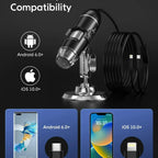 Digital Microscope 1600x Magnification USB-Powered Live Display