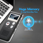 Digital Voice Recorder Voice-Activated Compact Built-In Speaker & Headphone Jack