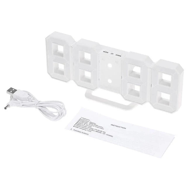 Digital Wall Clock 3D LED Dimmable Remote & USB