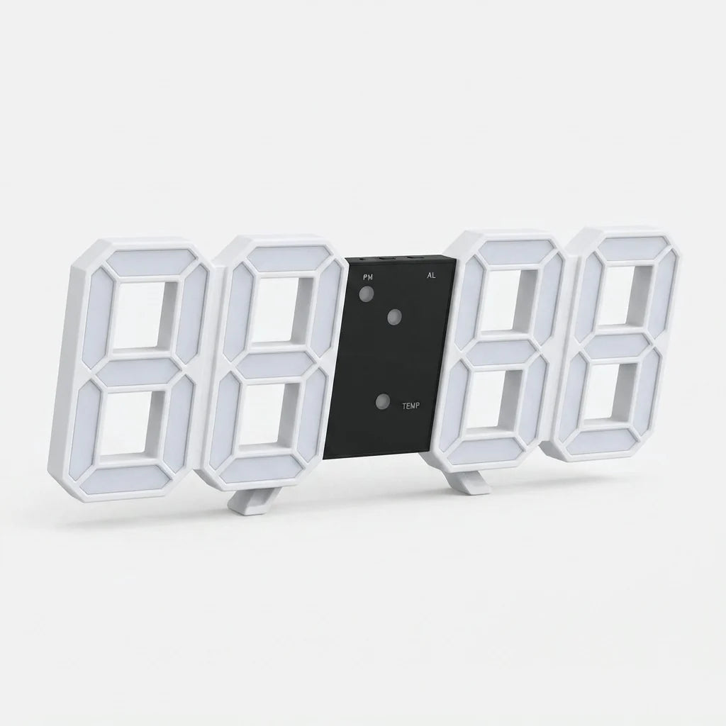 Digital Wall Clock 3D LED Dimmable Remote & USB