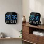 Digital Wall Clock Multicolor LED Remote Control Battery Backup
