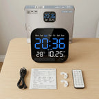 Digital Wall Clock Multicolor LED Remote Control Battery Backup