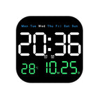 Digital Wall Clock Multicolor LED Remote Control Battery Backup