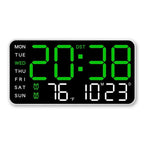 Digital Wall Clock Temperature & Date Display Dual Alarm