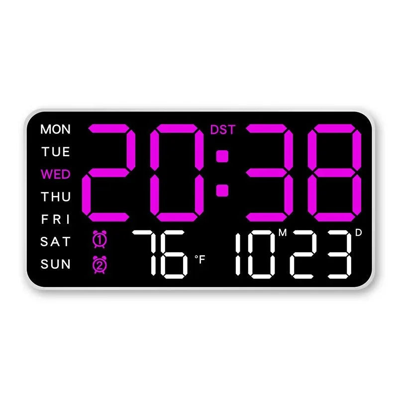 Digital Wall Clock Temperature & Date Display Dual Alarm