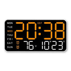 Digital Wall Clock Temperature & Date Display Dual Alarm