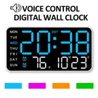 Digital Wall Clock Temperature & Date Display Dual Alarm