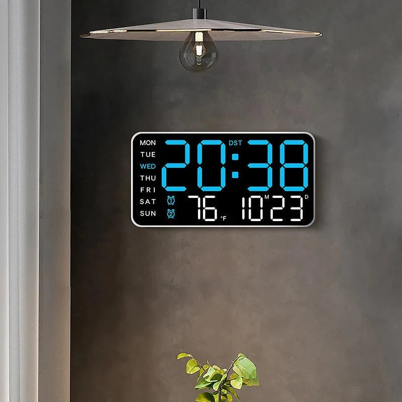 Digital Wall Clock Temperature & Date Display Dual Alarm