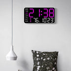 Digital Wall Clock Temperature & Date Display Dual Alarm