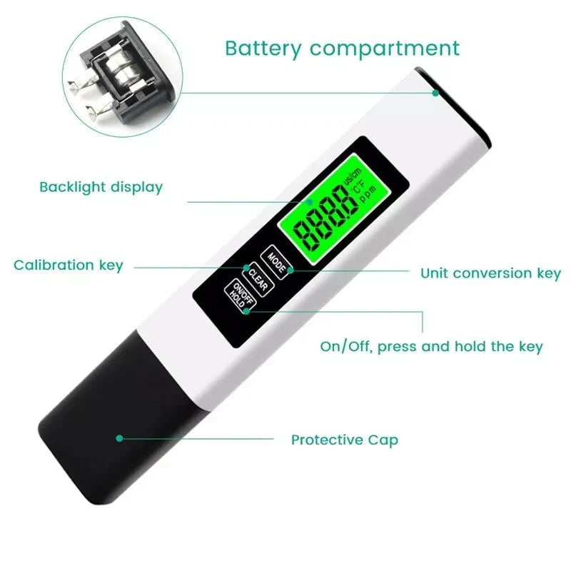 Digital Water Tester TDS EC PPM Temp Titanium Probe