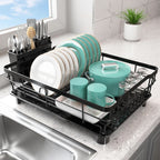 Dish Drying Rack Integrated Cutlery Holder Drain-Friendly