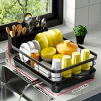 Dish Drying Rack Integrated Cutlery Holder Drain-Friendly