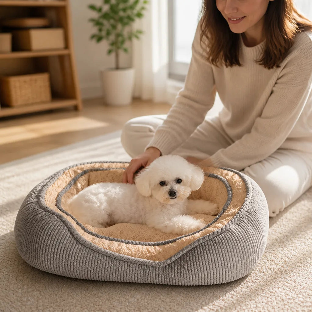 Dog Bed All-Season Breathable Fabric & Supportive Base