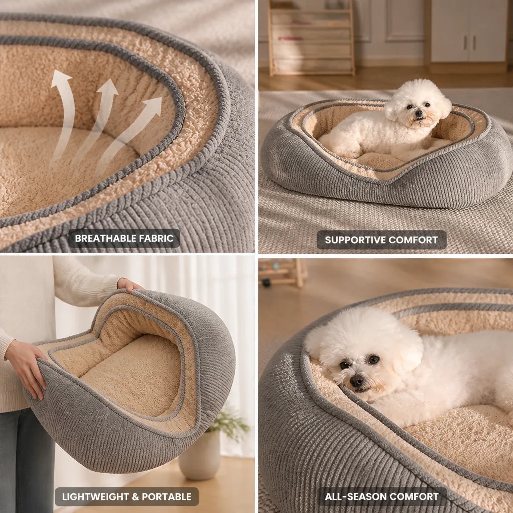Dog Bed All-Season Breathable Fabric & Supportive Base
