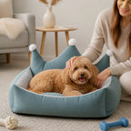 Dog Bed Plush Suede & Velvet Raised Sides