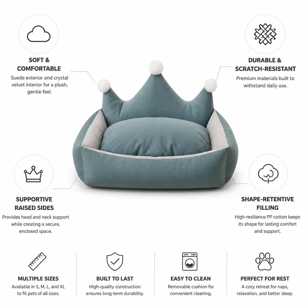 Dog Bed Plush Suede & Velvet Raised Sides