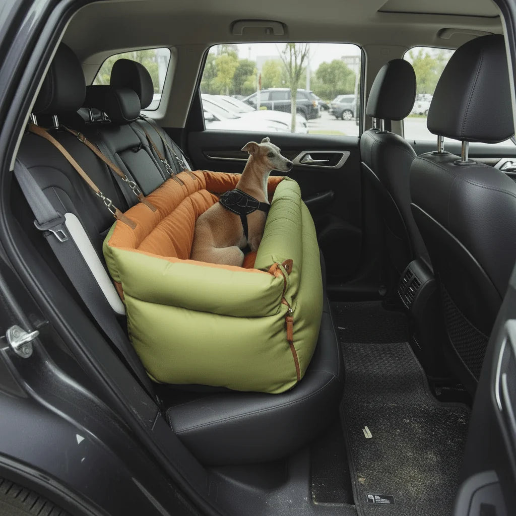 Dog Car Seat Bed Faux Leather Non-Slip Base Large Surface