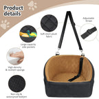 Dog Car Seat Booster with Safety Belt & Washable Cover