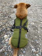 Dog Coat Integrated Harness Water-Resistant Reflective Details