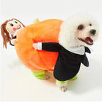 Dog Costume Velvet Pumpkin Design Secure Fit