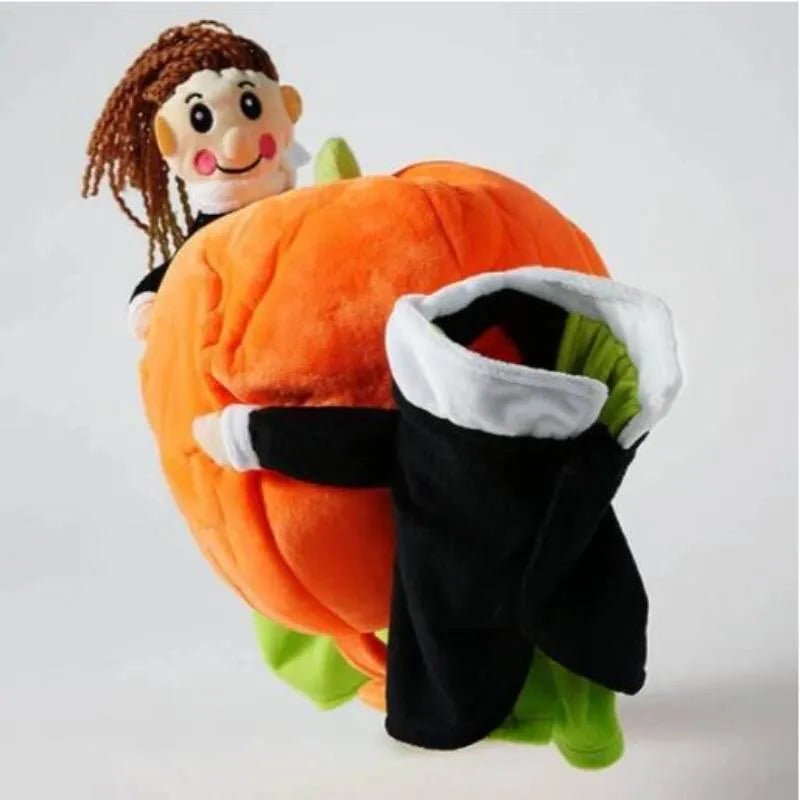 Dog Costume Velvet Pumpkin Design Secure Fit