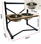 Dog Feeding Station Elevated Dual Stainless Steel Bowls