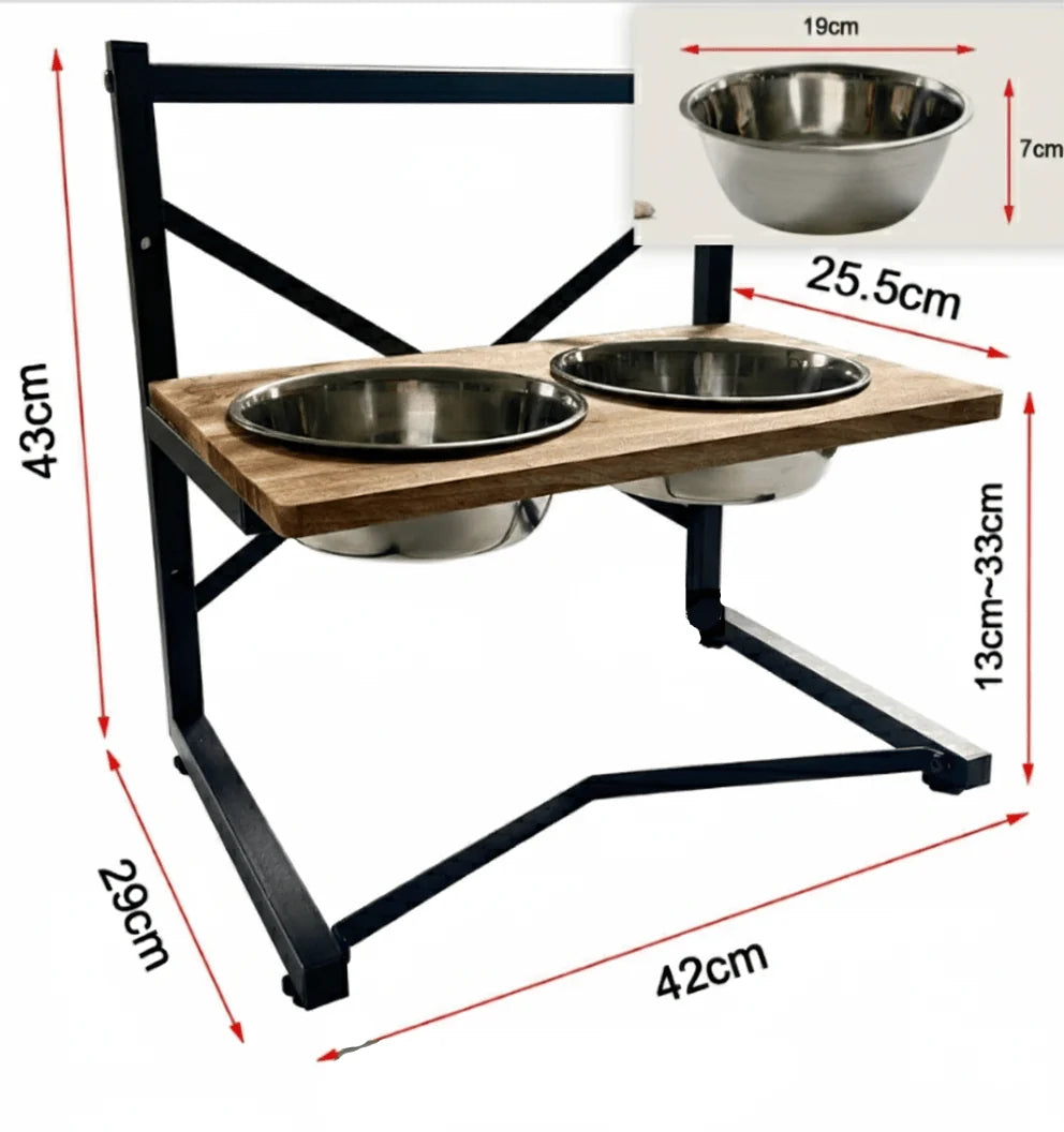Dog Feeding Station Elevated Dual Stainless Steel Bowls