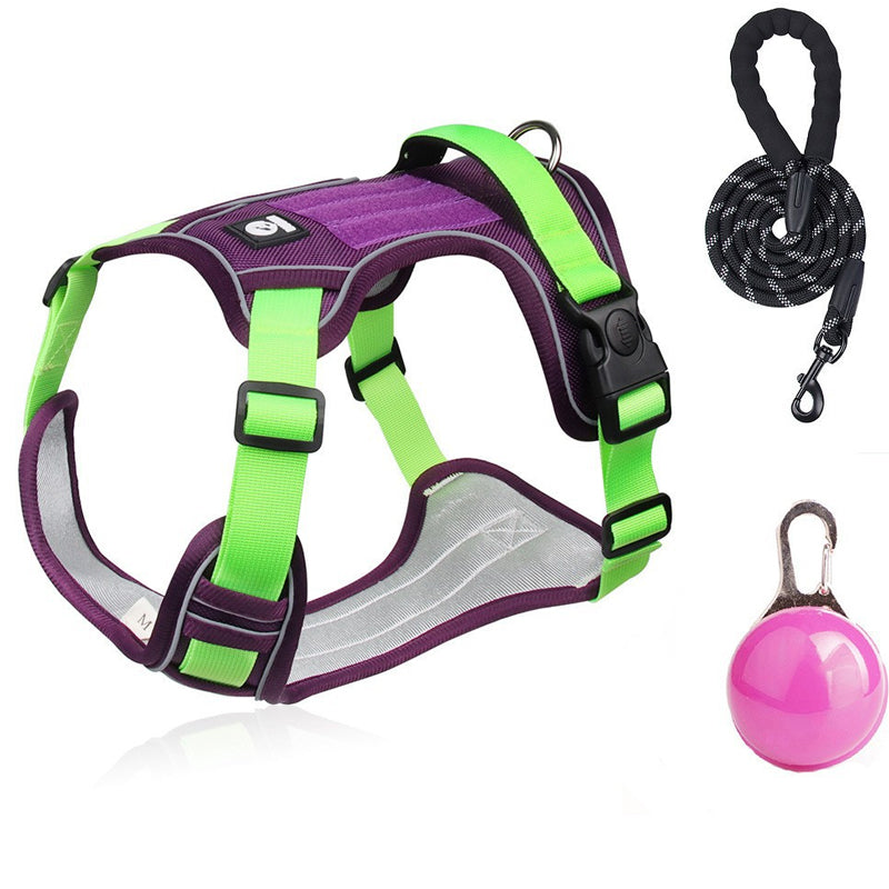 Dog Harness & Leash Set Anti-Pull Front-Clip Integrated LED
