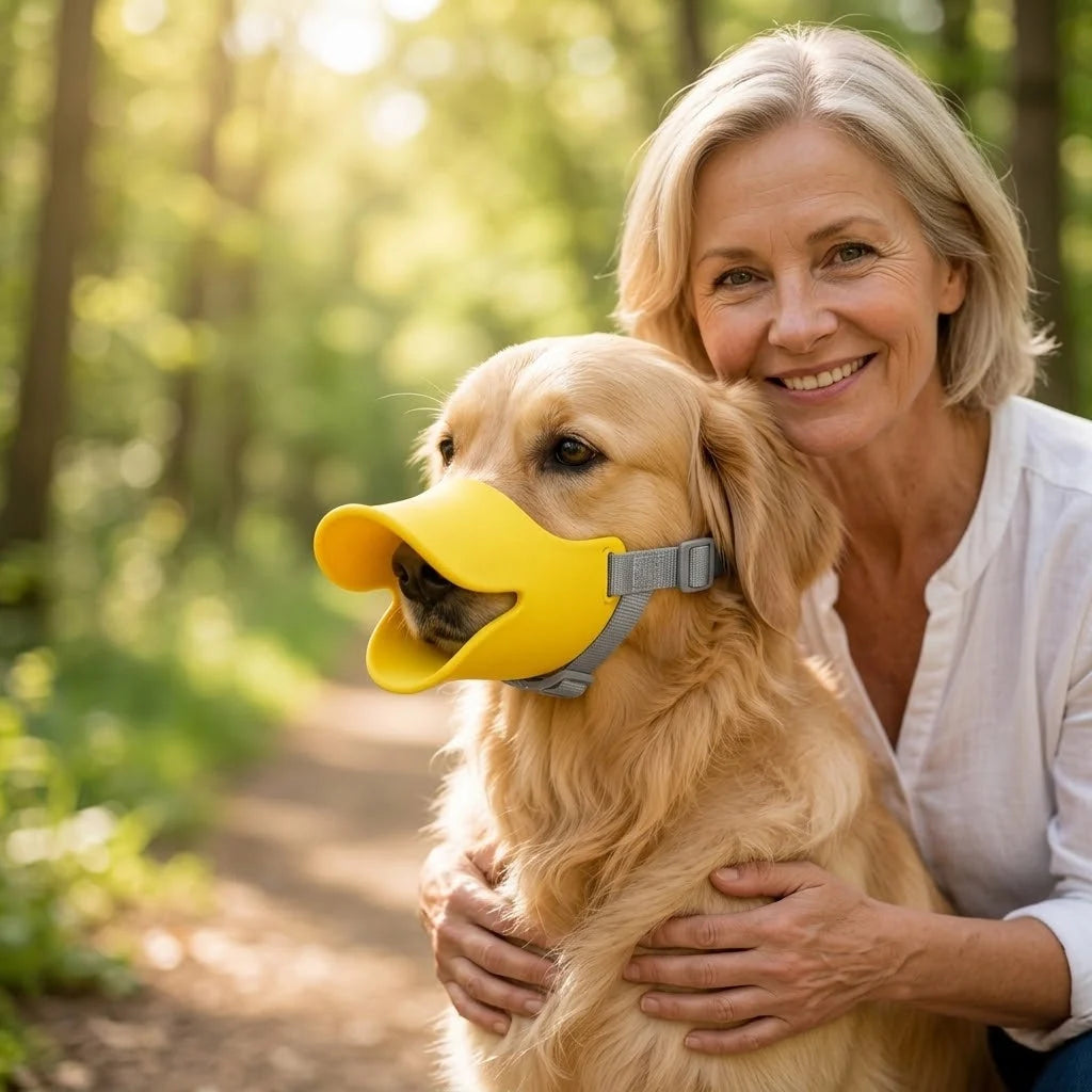 Dog Muzzle Soft Silicone Duckbill Design Adjustable Strap