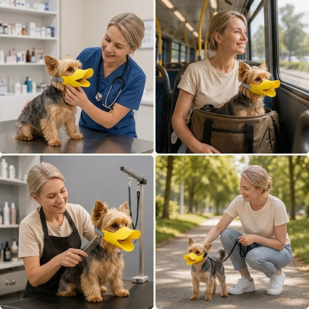 Dog Muzzle Soft Silicone Duckbill Design Adjustable Strap