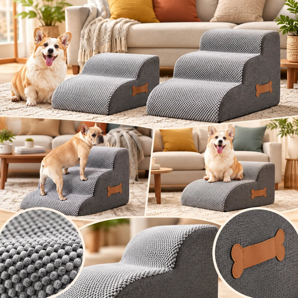 Dog Stairs Soft Foam Non-Slip Washable Cover