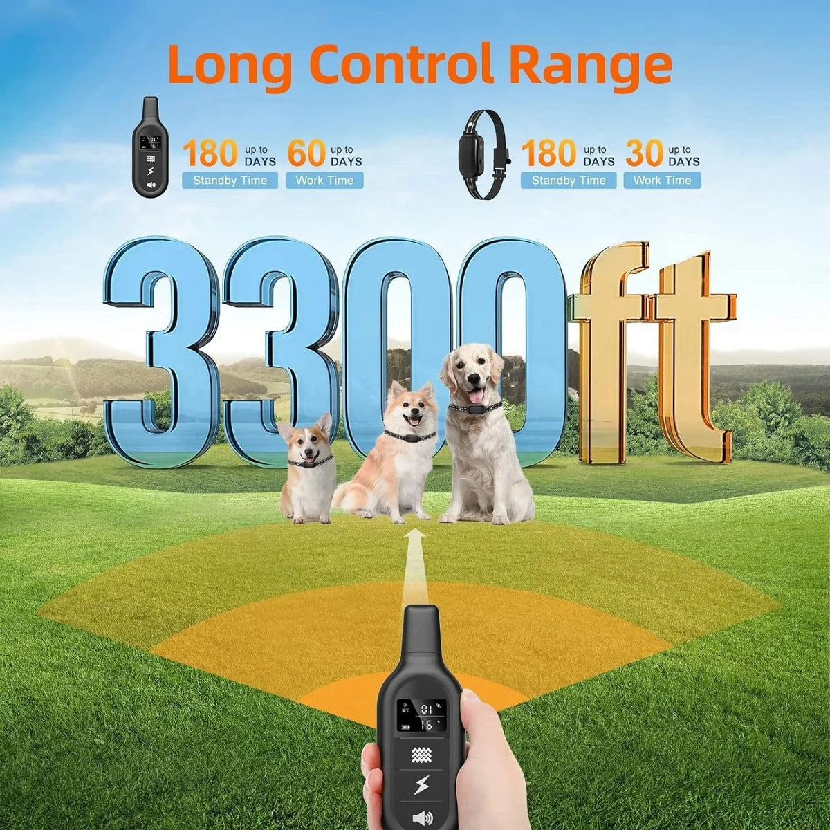 Dog Training Collar Remote Control Water-Resistant USB Rechargeable