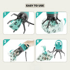 Dog Waste Grabber Touch-Free Six-Prong Integrated Bag Dispenser