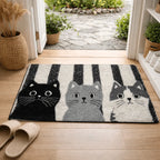 Doormat Striped Cartoon Cat Water-Resistant Cushioned Surface