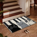 Doormat Striped Cartoon Cat Water-Resistant Cushioned Surface