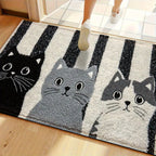 Doormat Striped Cartoon Cat Water-Resistant Cushioned Surface