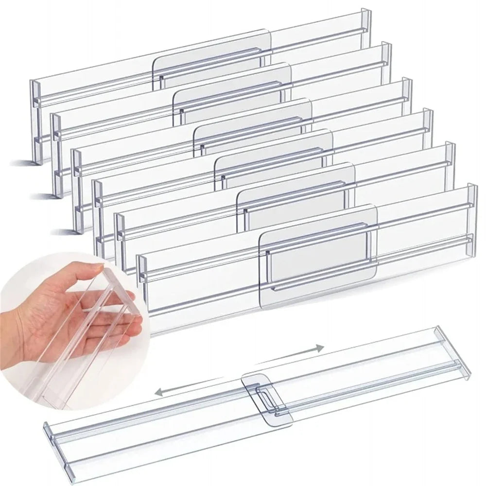 Drawer Dividers Adjustable & Transparent Set of 6