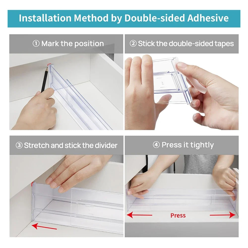 Drawer Dividers Adjustable & Transparent Set of 6