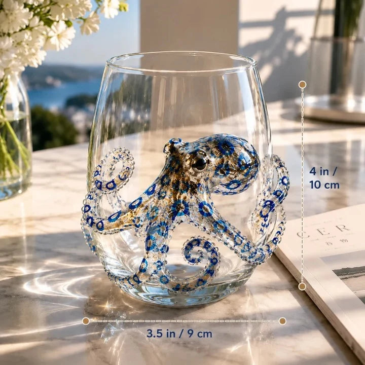 Drinking Glass Handcrafted Sea Creature Motif