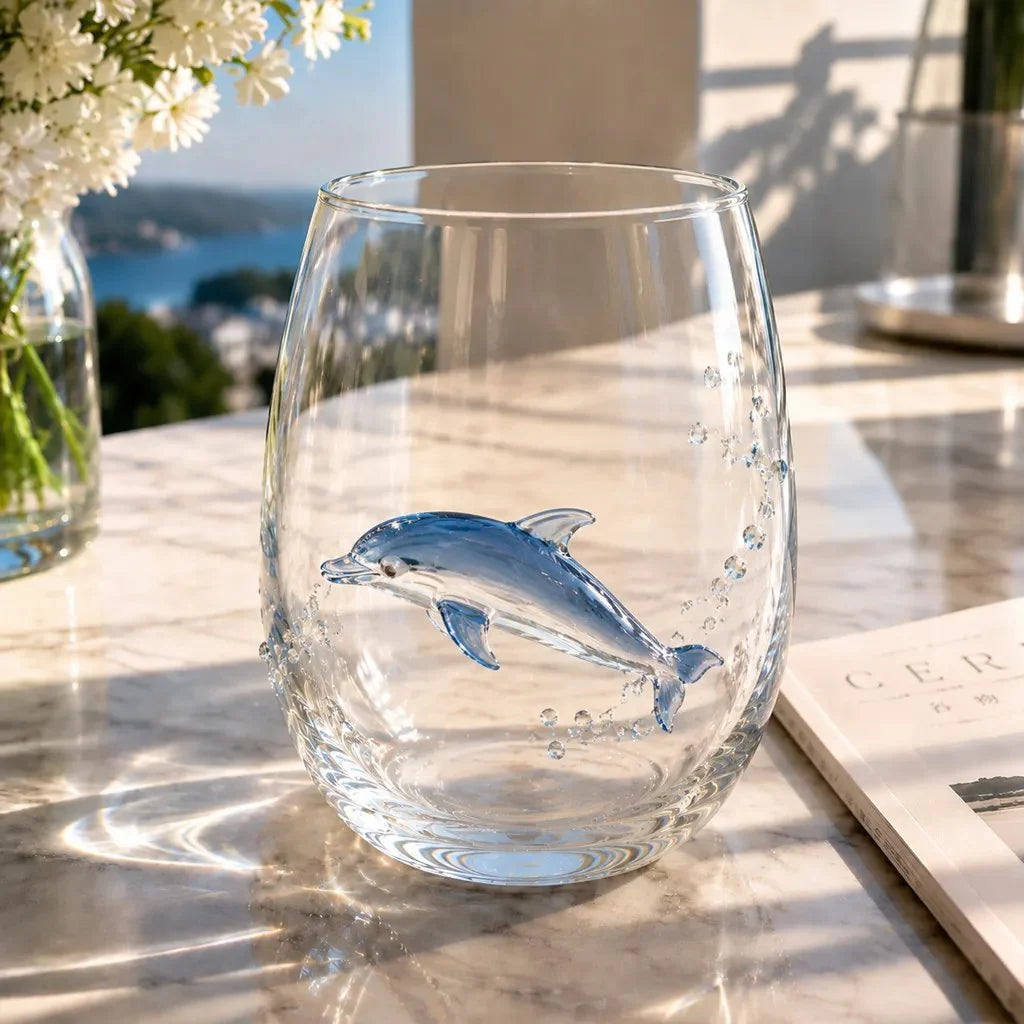Drinking Glass Handcrafted Sea Creature Motif