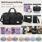 Duffel Bag Shoe Compartment Multiple Pockets & Luggage Sleeve