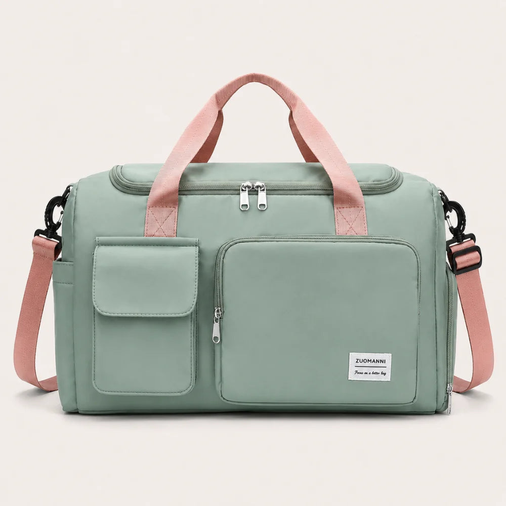 Duffel Bag Shoe Compartment Multiple Pockets & Luggage Sleeve