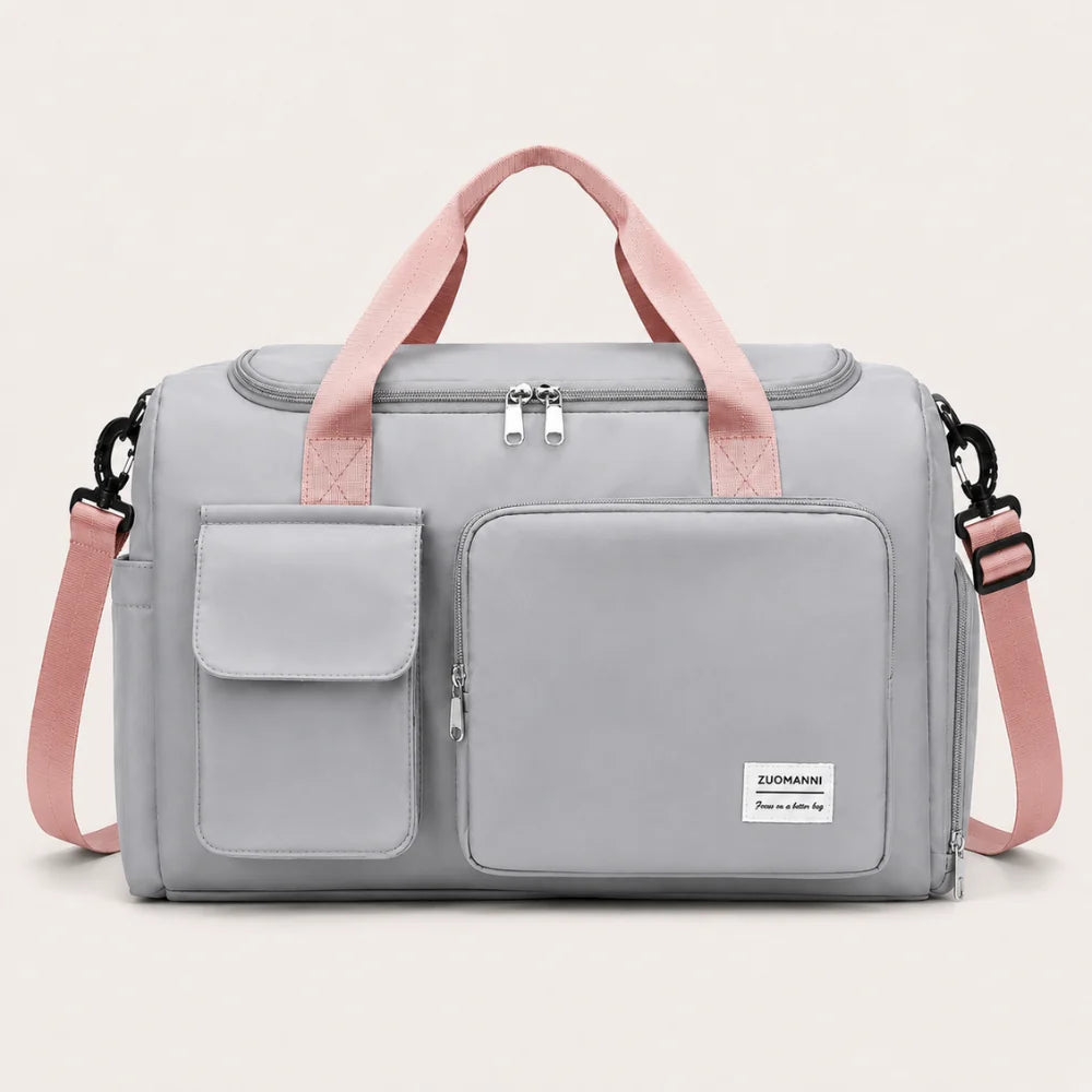 Duffel Bag Shoe Compartment Multiple Pockets & Luggage Sleeve