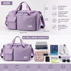 Duffel Bag Shoe Compartment Multiple Pockets & Luggage Sleeve