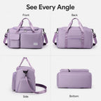 Duffel Bag Shoe Compartment Multiple Pockets & Luggage Sleeve