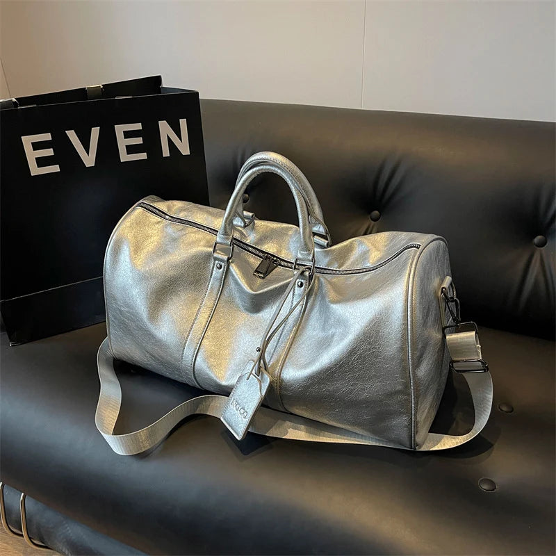 Duffle Bag Premium Leather Adjustable Shoulder Strap Pockets