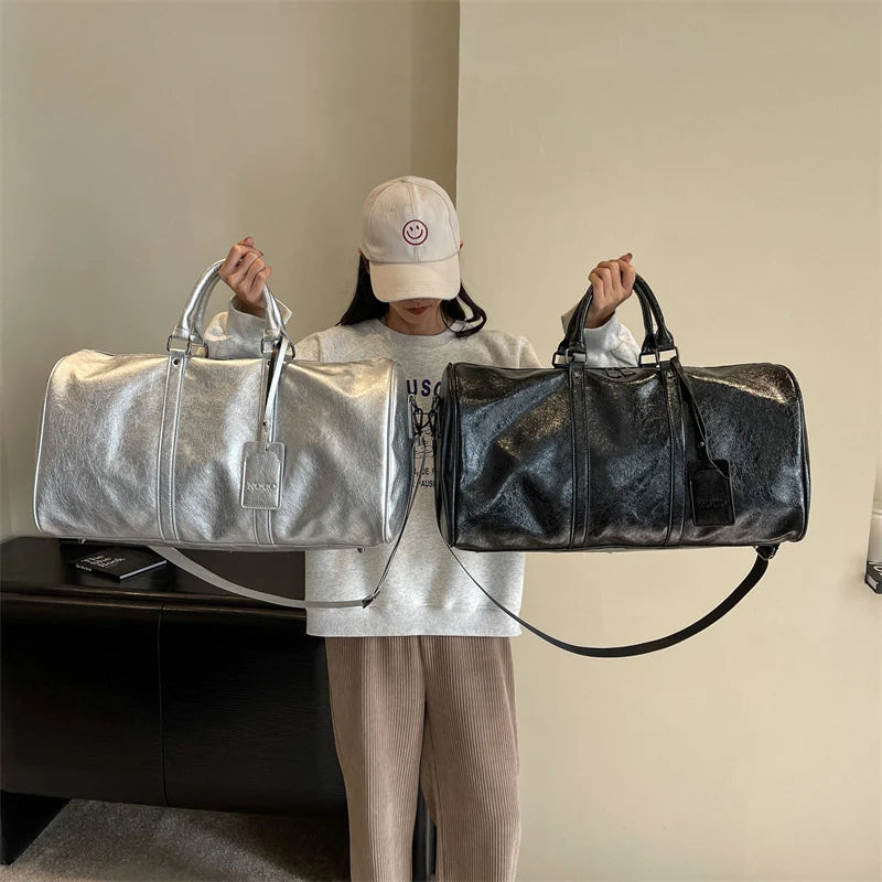 Duffle Bag Premium Leather Adjustable Shoulder Strap Pockets