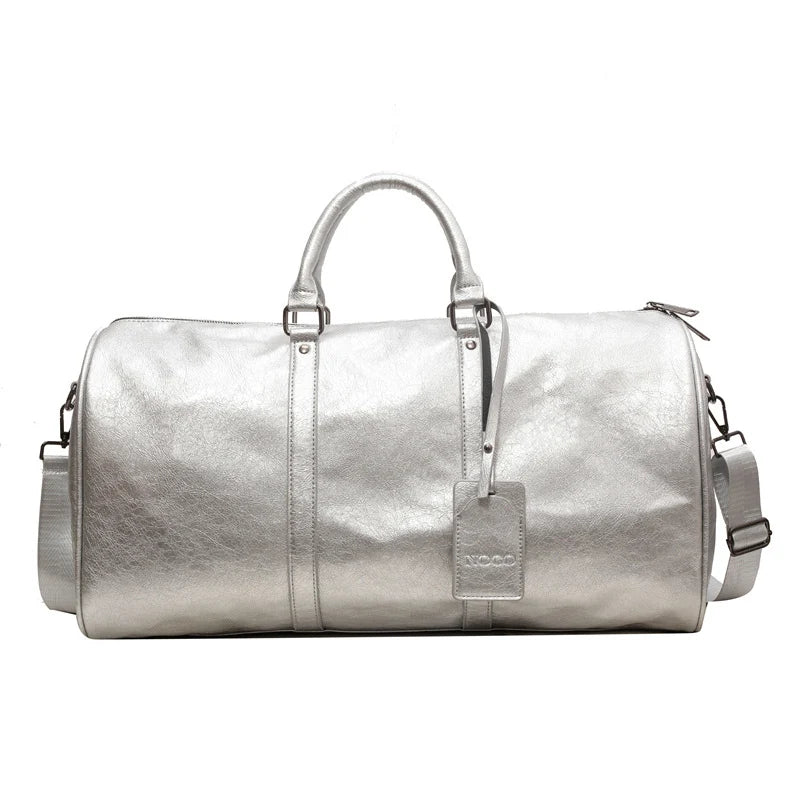 Duffle Bag Premium Leather Adjustable Shoulder Strap Pockets